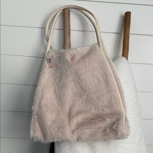 Victoria’s Secret Elegant Cream Faux Fur Tote Bag